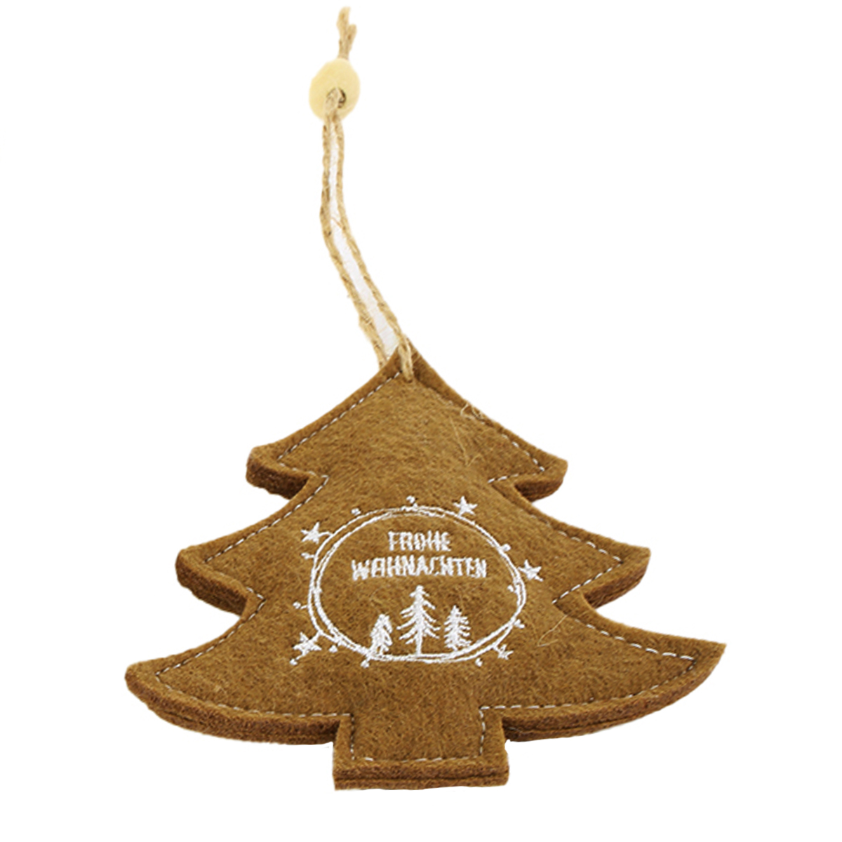 Deko Baum Weihnachten, Filzbaum Frohe Weihnachten, braun, 10x11cm, Hänger