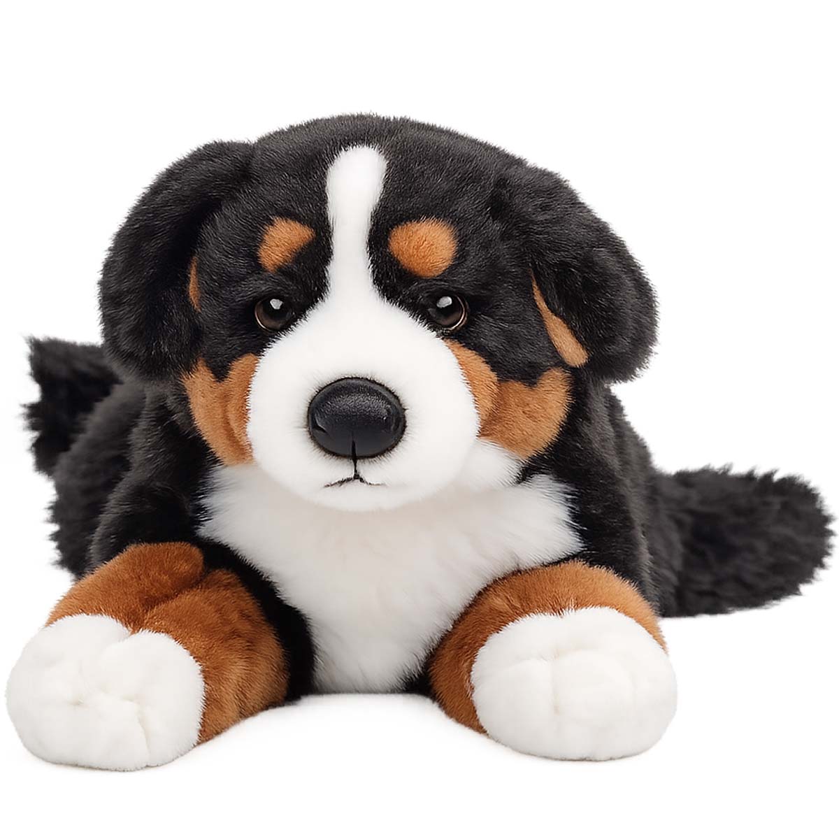 Plüschtier Hund, Plüsch-Berner Sennenhund liegend, 46cm