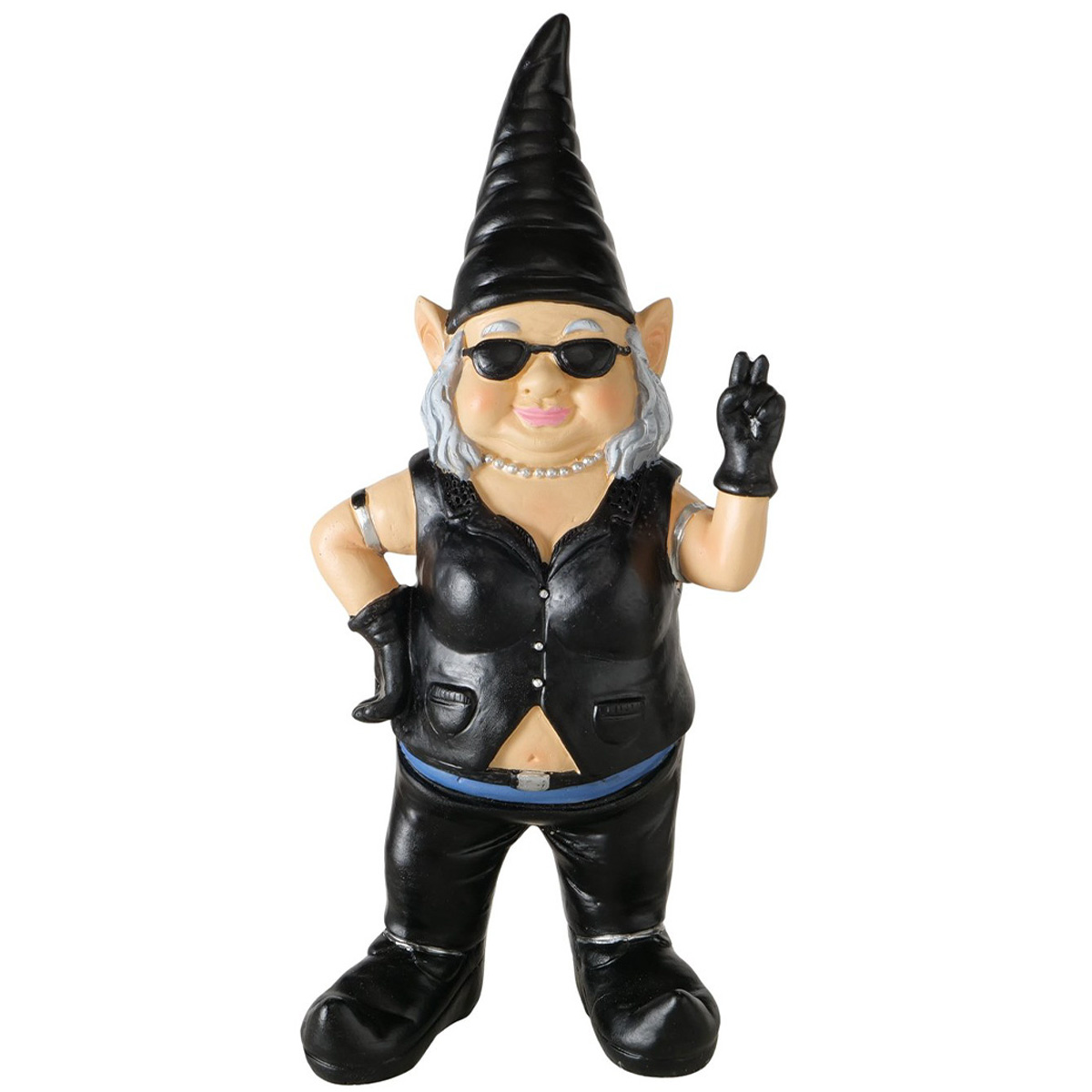 Deko Gartenzwerg Rockerbraut, Bikerin Helga, 27cm, Boltze Home Collections