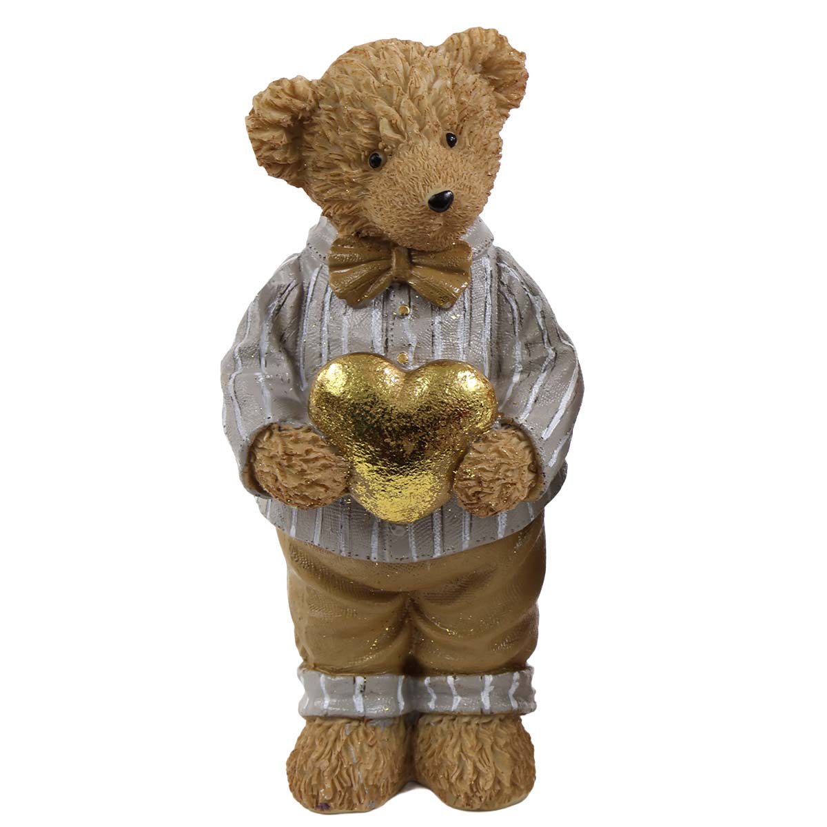 Deko Weihnachtsbär, putziges, schickes Bärchen mit Herz und Schleife, 16cm