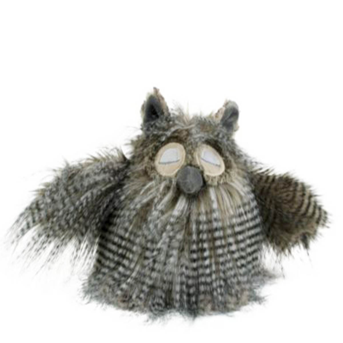Plüschtier Eule, Kuscheltier lustige Eule mit grauen Kunstfedern, 25cm, Mars & More