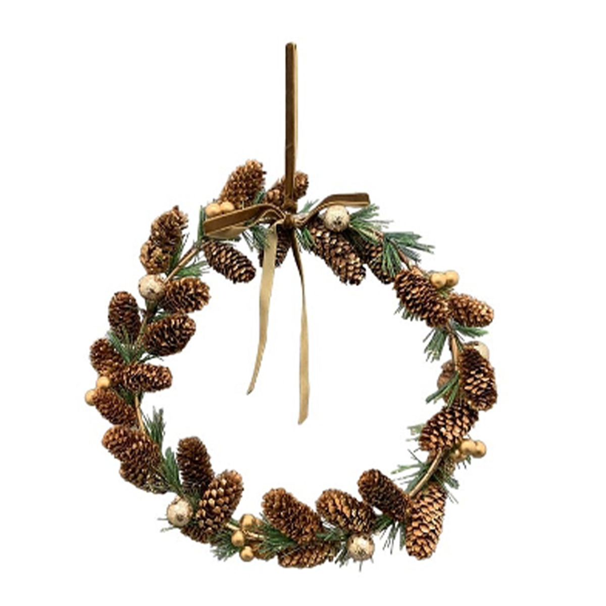 Kranz Aride mit Zapfen gold/grün Glitter, 30cm