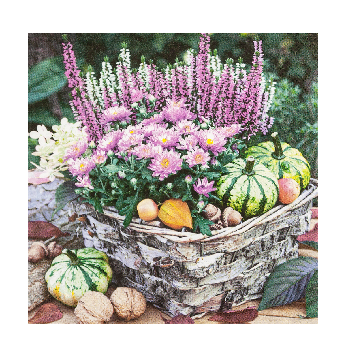 Home Fashion Papierservietten Herbstblumen und Kürbis, Autumn Basket, 33x33cm