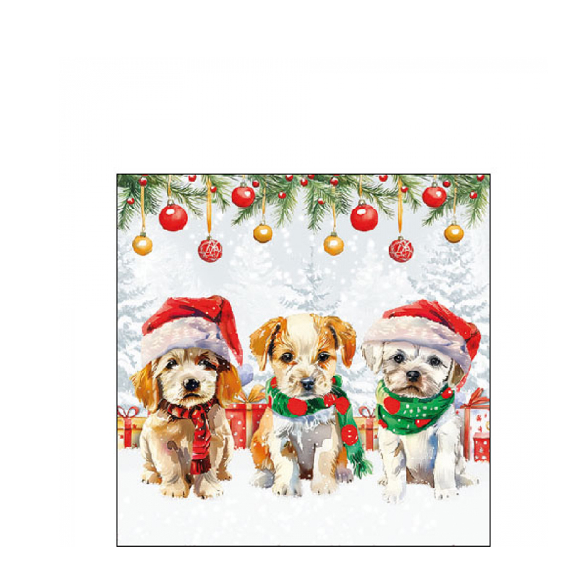Ambiente Papierservietten lustige Weihnachts-Hundekinder, 25x25cm