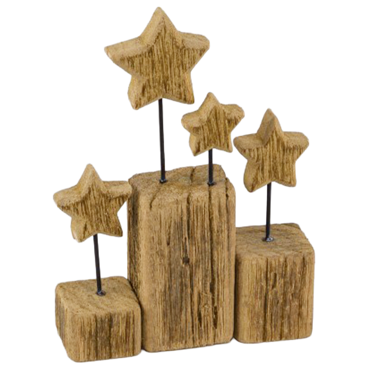Deko Natur-Holzaufsteller Weihnachten, Holzsterne auf Holzklotz, 17cm