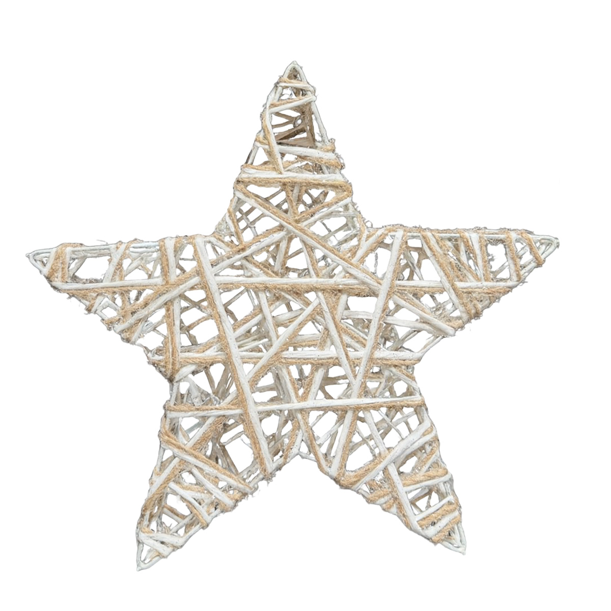 Deko LED Stern Jute-Baumwolle, batteriebetrieben, Ø40cm, mit Timer, 15 LEDs