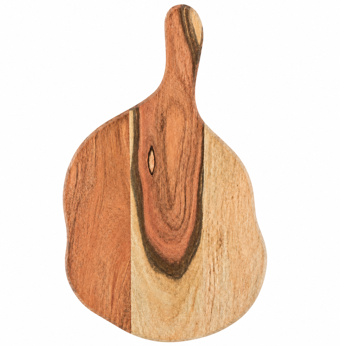 Holzbrett mit Griff, Schneidebrett unregelmäßige Form, Akazie Natur, 35cm