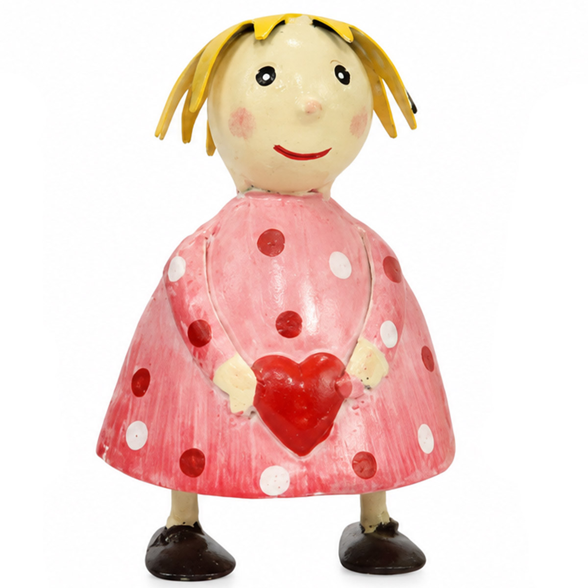Deko Engel used look, putziger kleiner Metallengel mit Herz und rosa Kleid