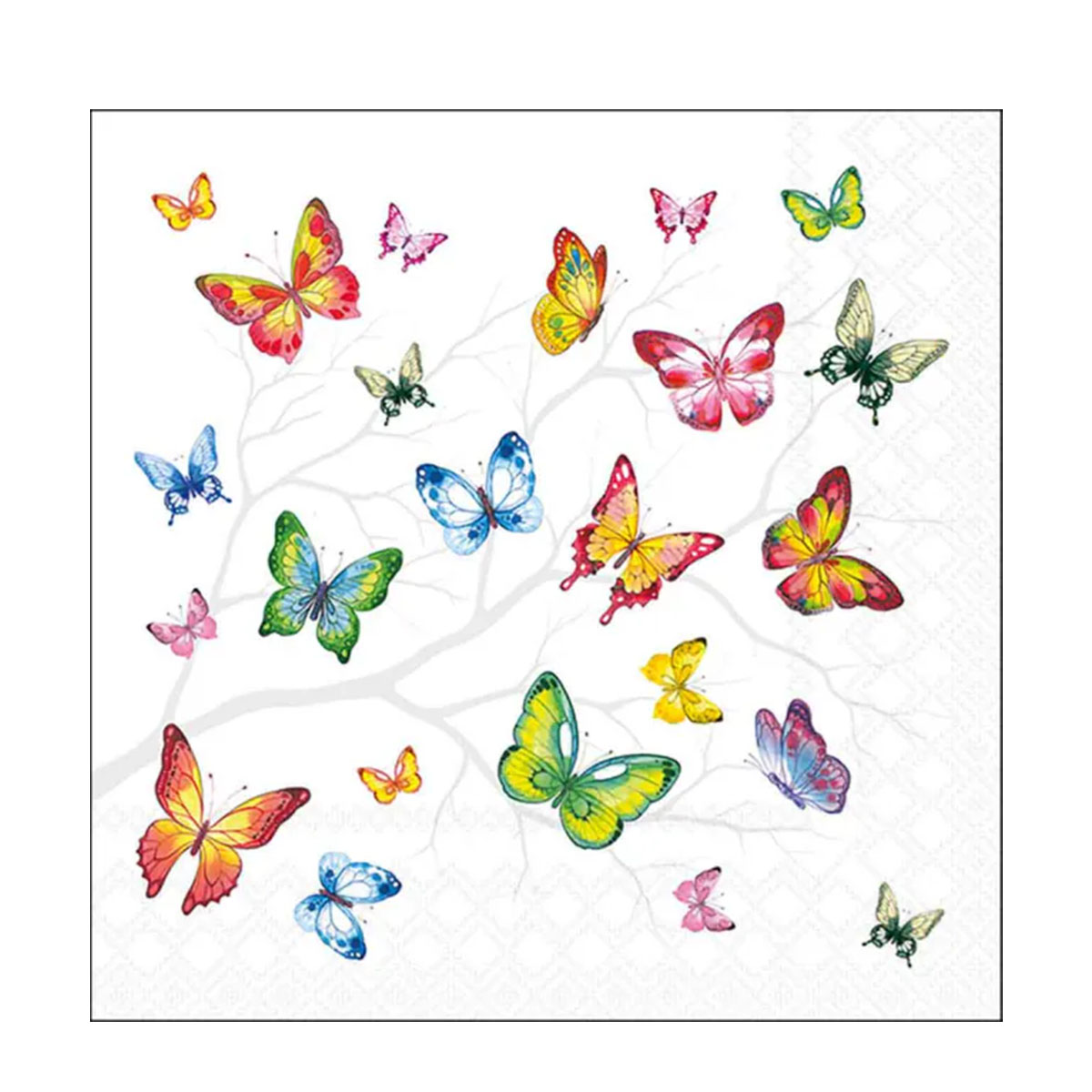 Ambiente Servietten Schmetterlinge, Colourful Butterflies, 33x33cm