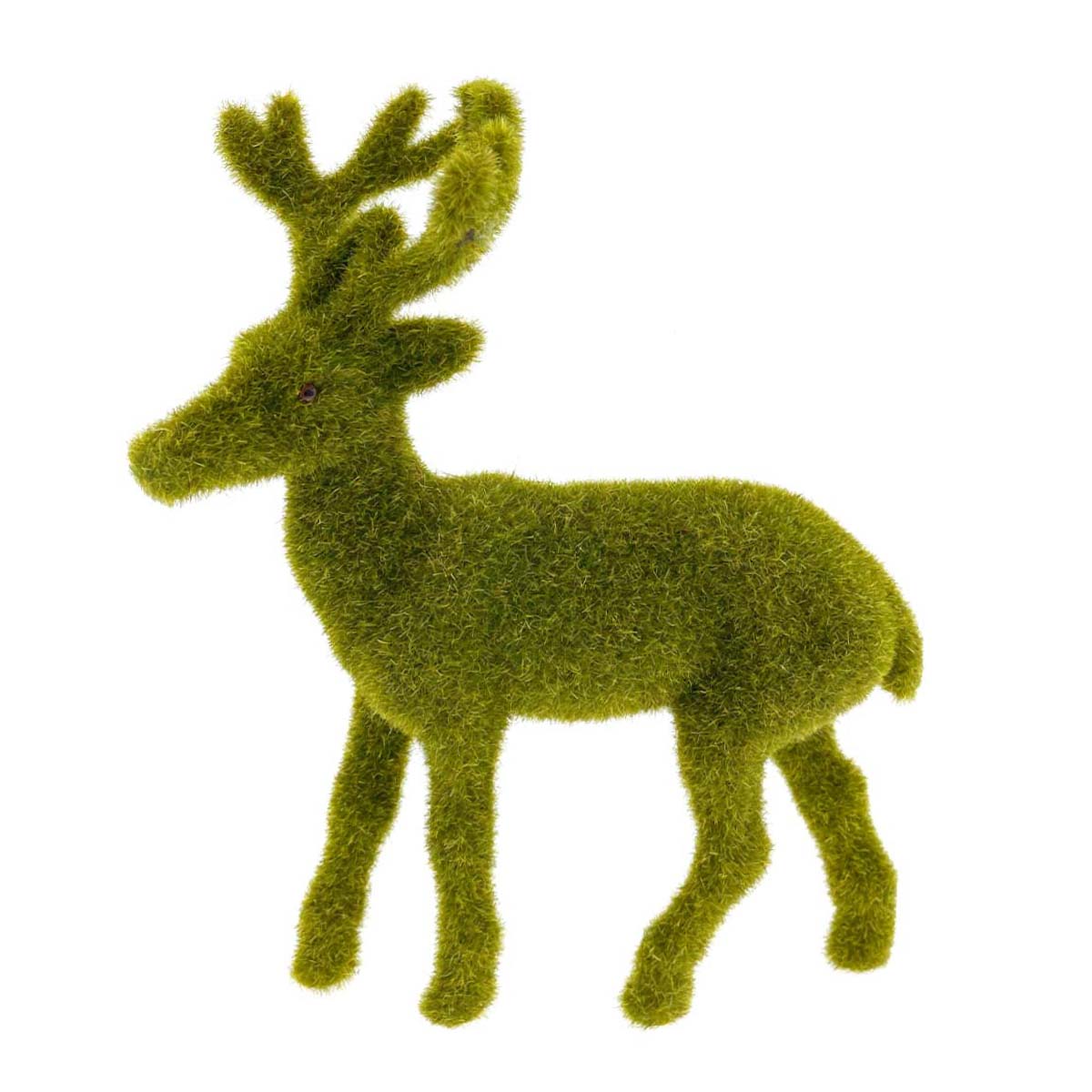 78560 Deko Hirsch grün beflockt, moosgrüner Hirsch, 27cm