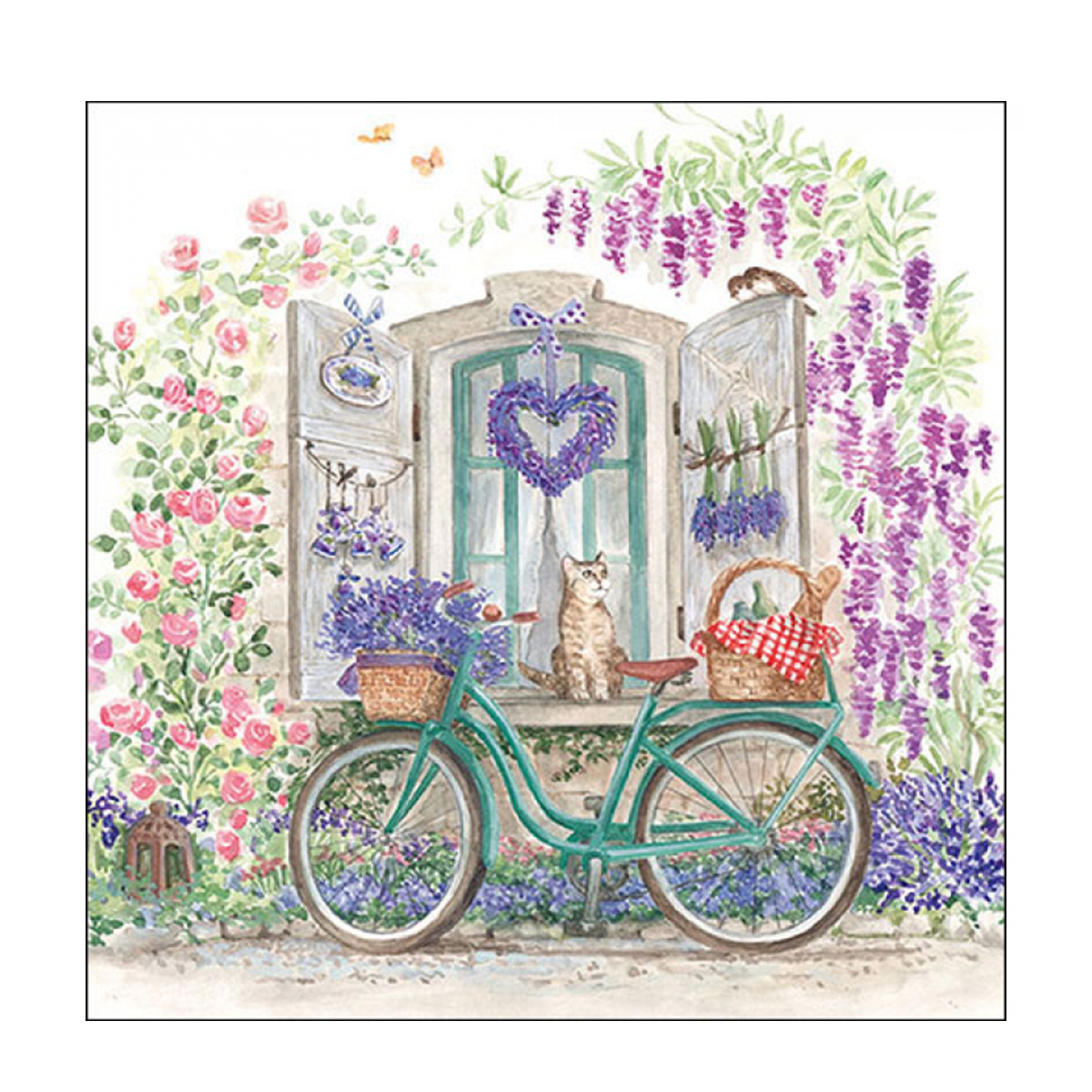 Ambiente Papierservietten Fahrrad, Bike with basket, 33x33cm