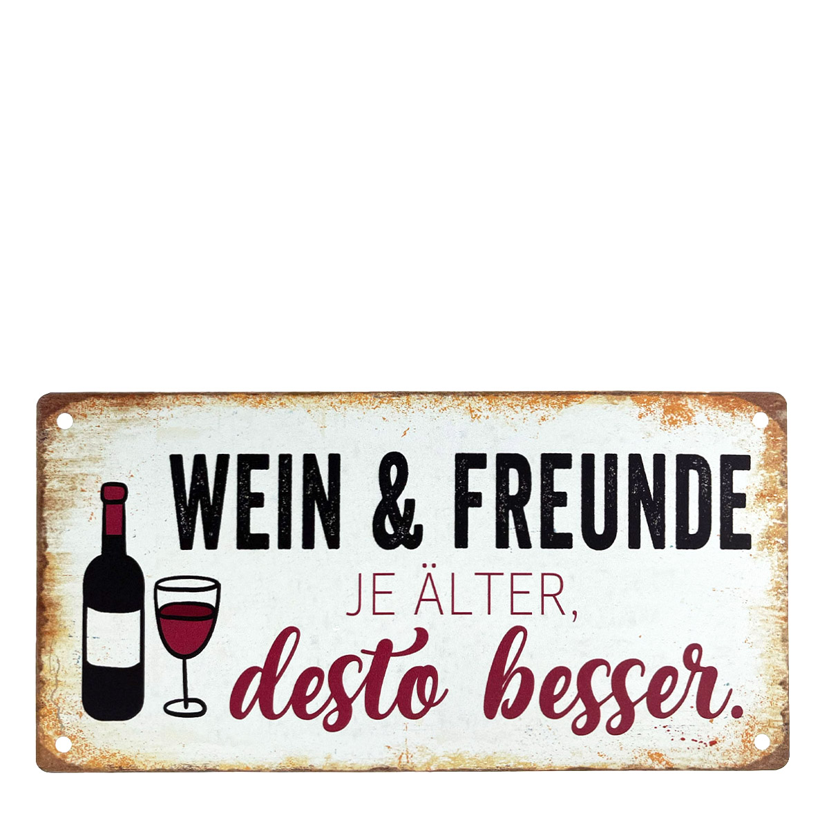 Metall Schild mit Spruch: Wein & Freunde, 20x10cm, Gerrys Garden