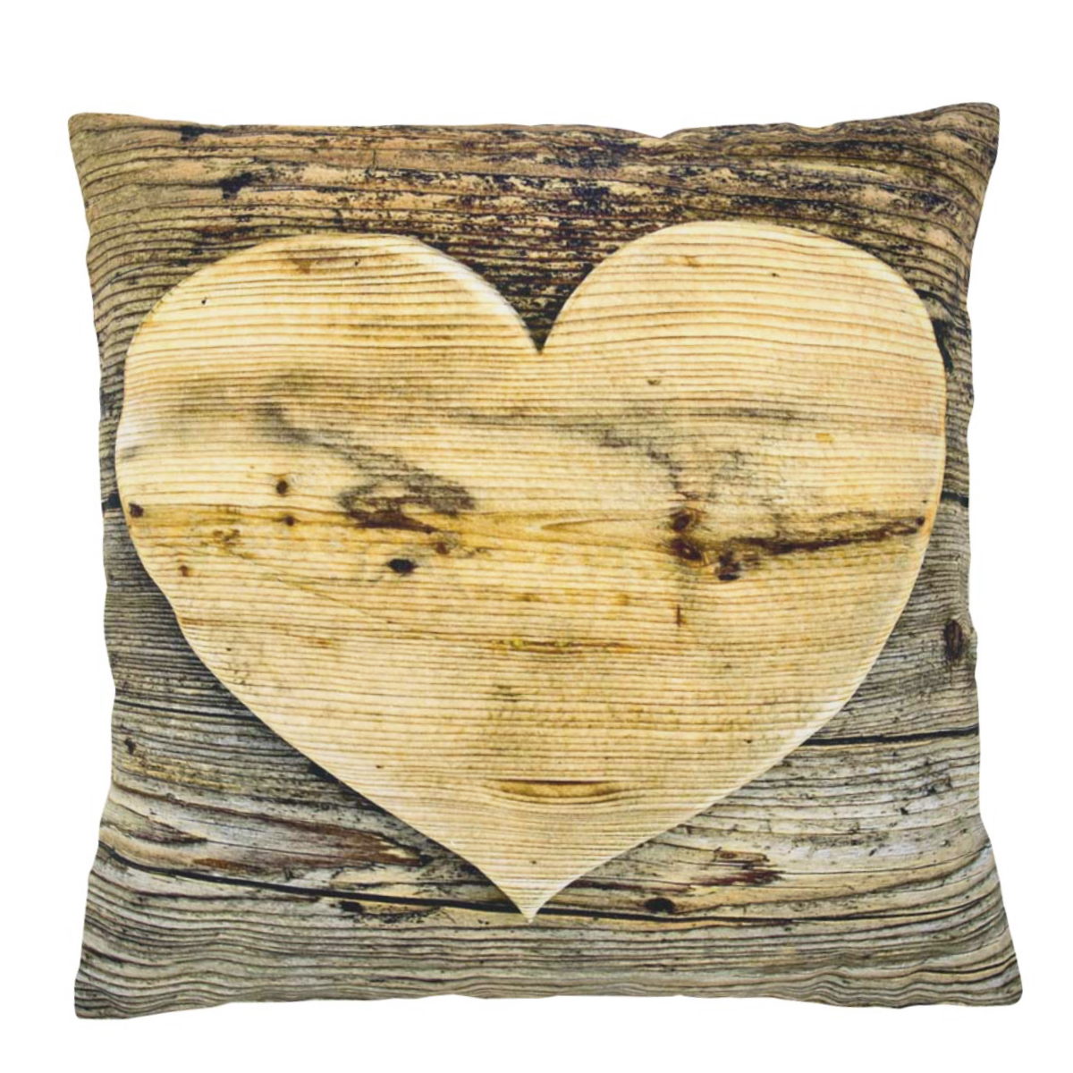 Kanevas Kissen Herz, Holzherz beidseitig, 33cx33cm, Mars & More