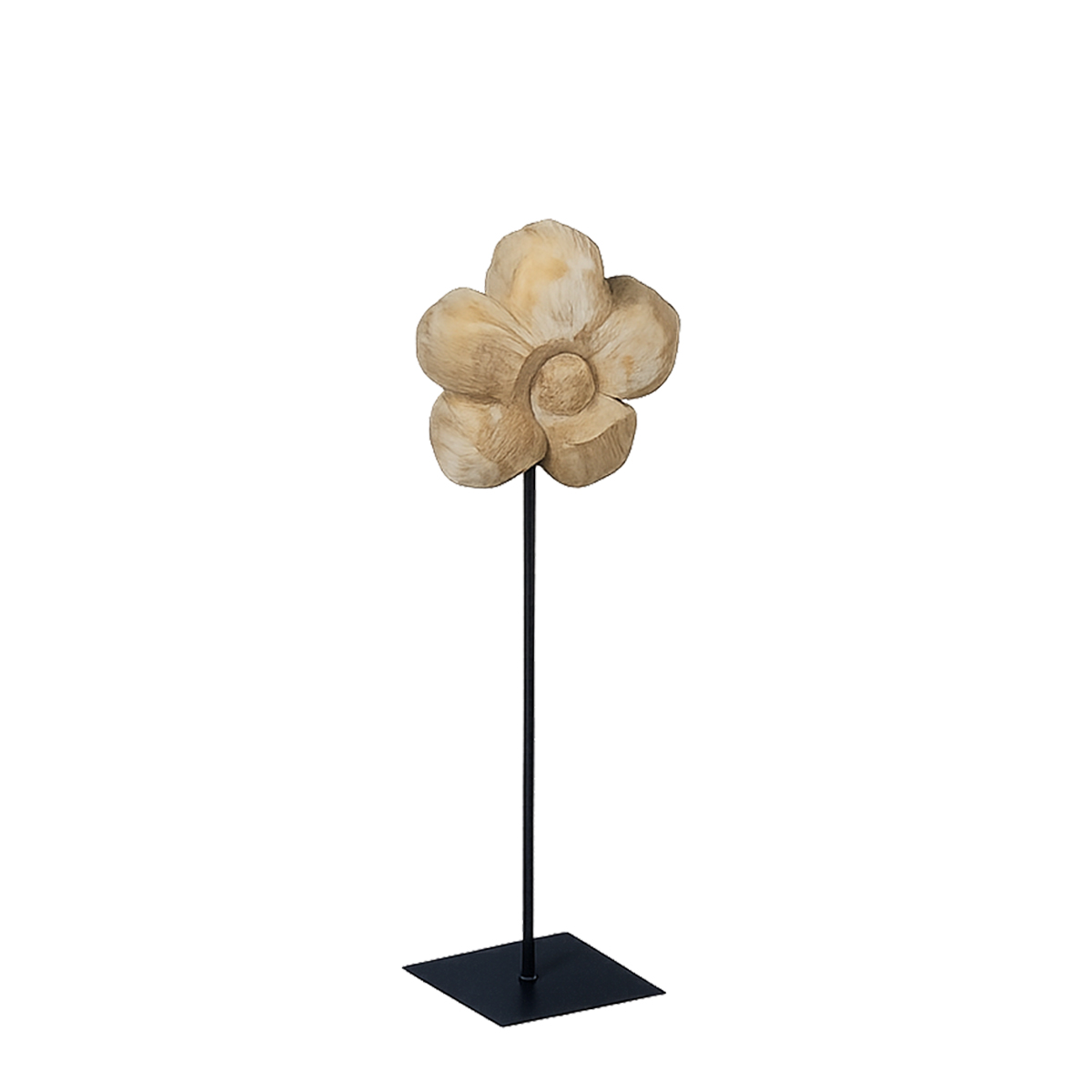 Deko Blume Naturholz sägerau, Holzblume auf Ständer, 88cm, WMG Grünberger