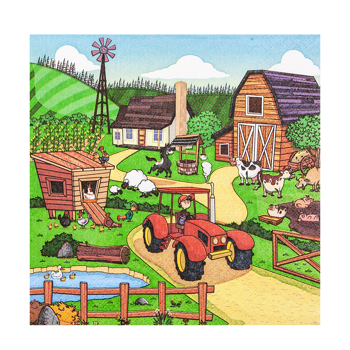 Home Fashion Servietten Kinder, Bauernhof Little Farm, 33x33cm