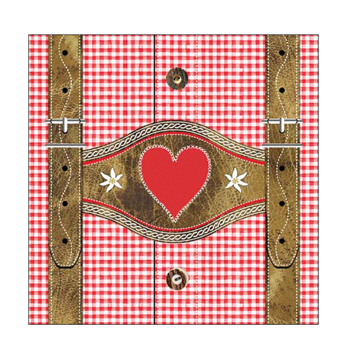 Ambiente Papierservietten Lederhose mit rot kariertem Hemd, 33x33cm