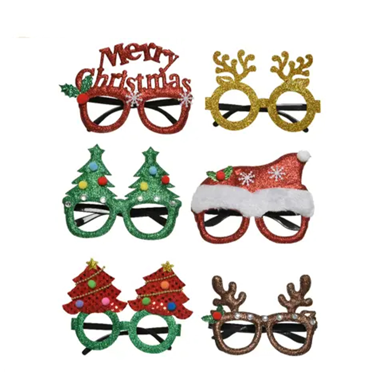 Deko Weihnachtsbrille Fun, lustige Brillen mit Weihnachtsmotiv, Partybrille