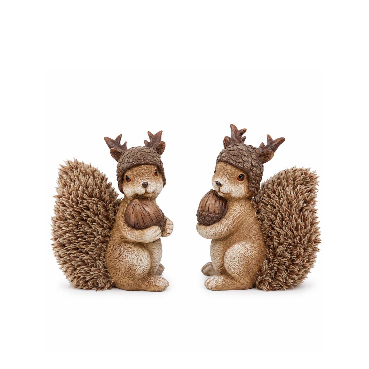 Deko Eichhörnchen mit Nuß und Plüsch-Puschel-Schwanz, 9cm