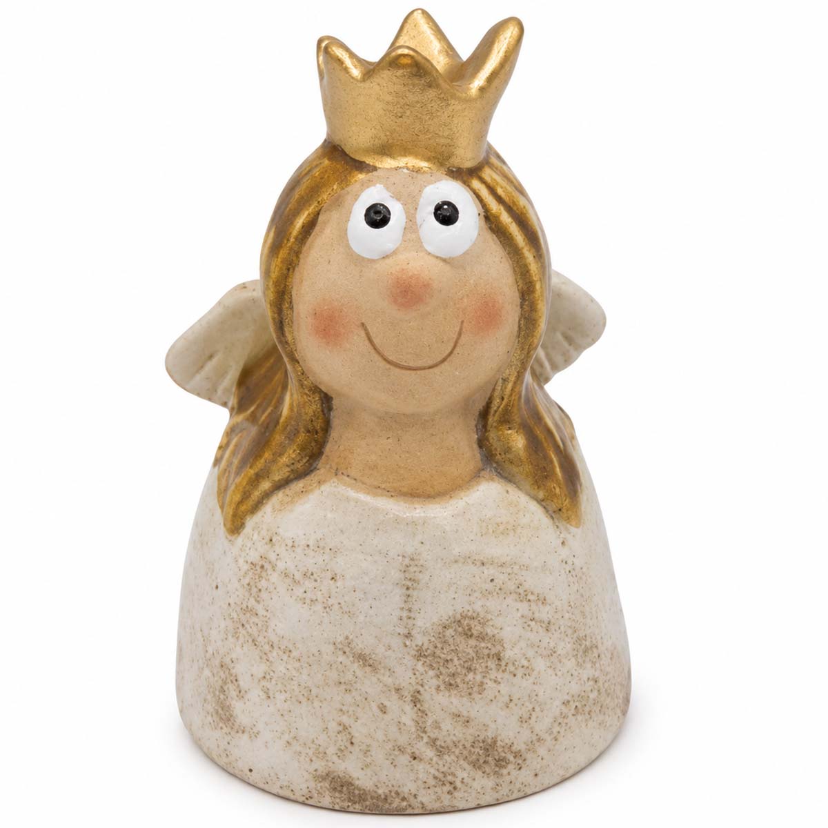 Deko Engel mit Krone, putziges kleiners Keramikengel-Mädchen
