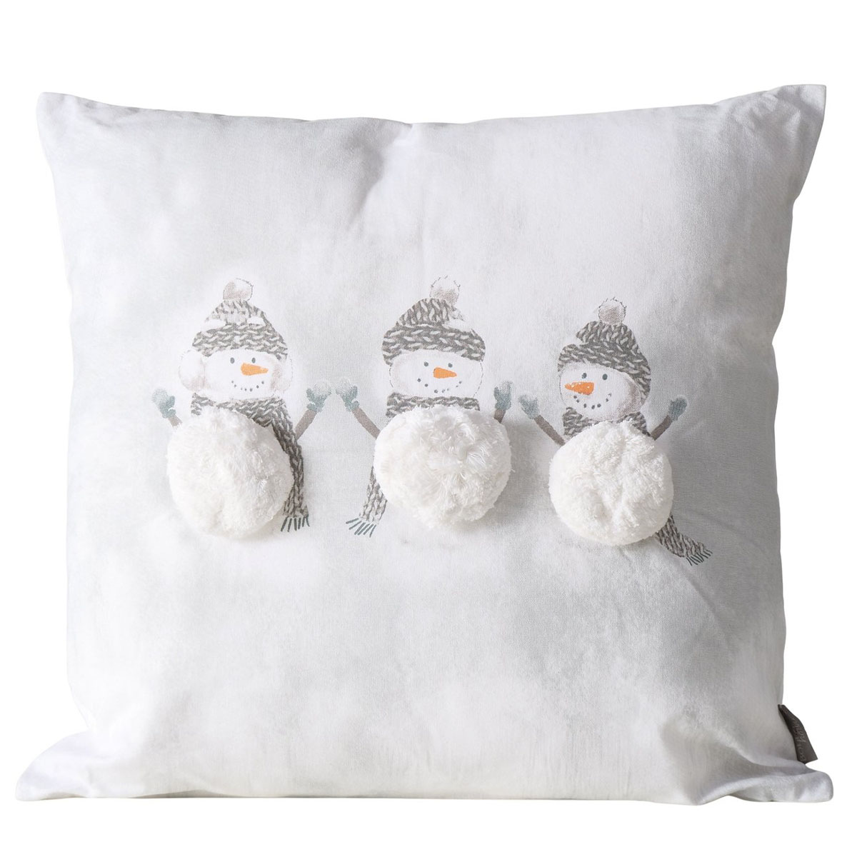 Deko Kissen Schneemann Frosty, 3 Schneemänner mit Plüschbauch, 50x50cm, Boltze Home Collections
