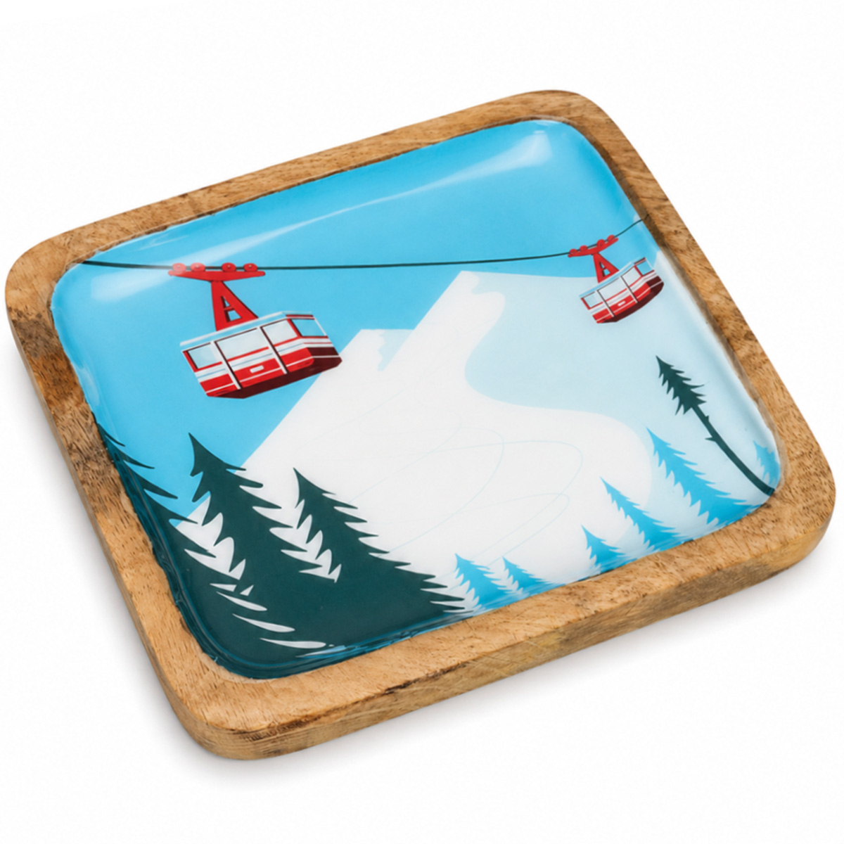 Tablett Gondel Alpin - verschneite Winterlandschaft