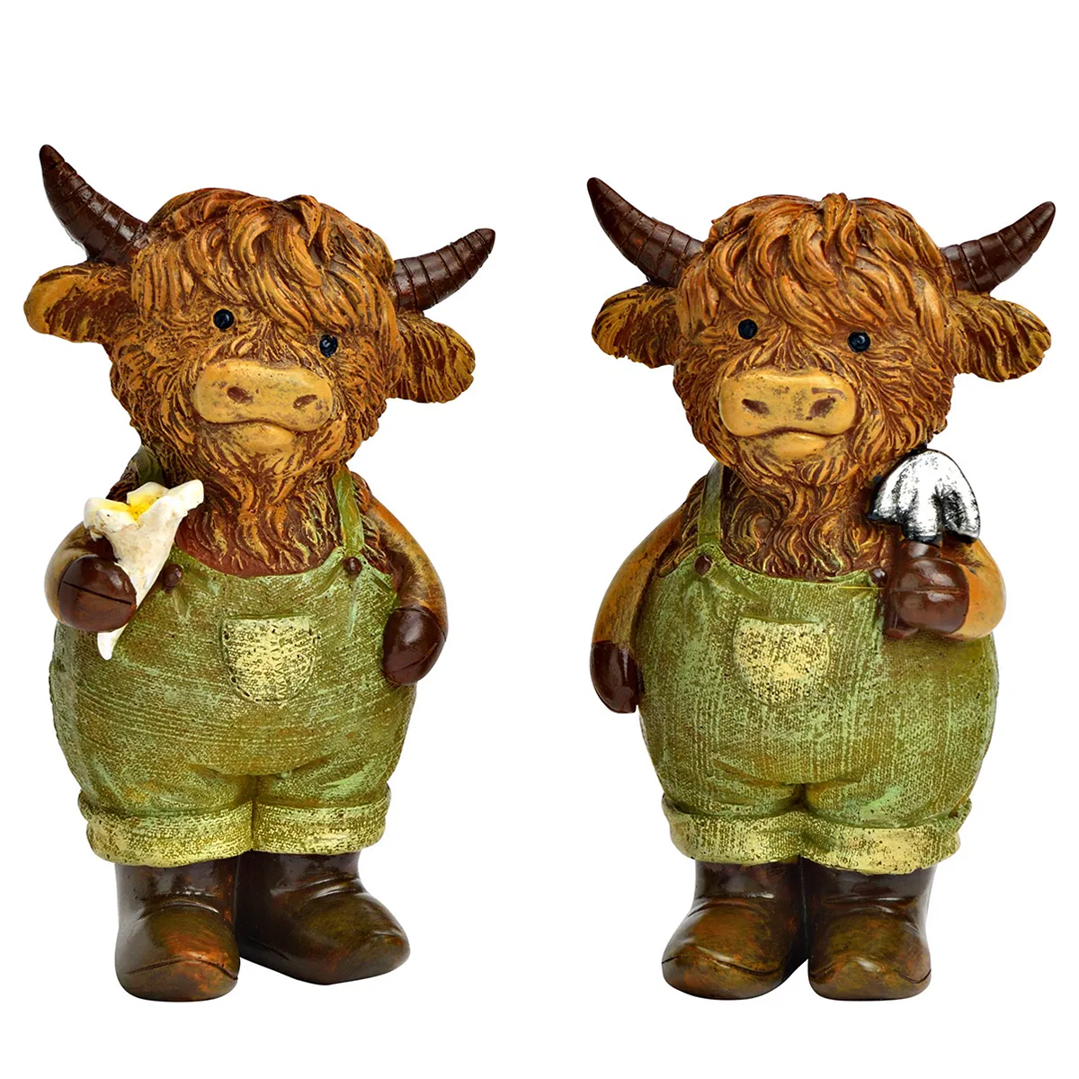 Schottisches Hochlandrind mit Latzhose, 10cm, Polyresin