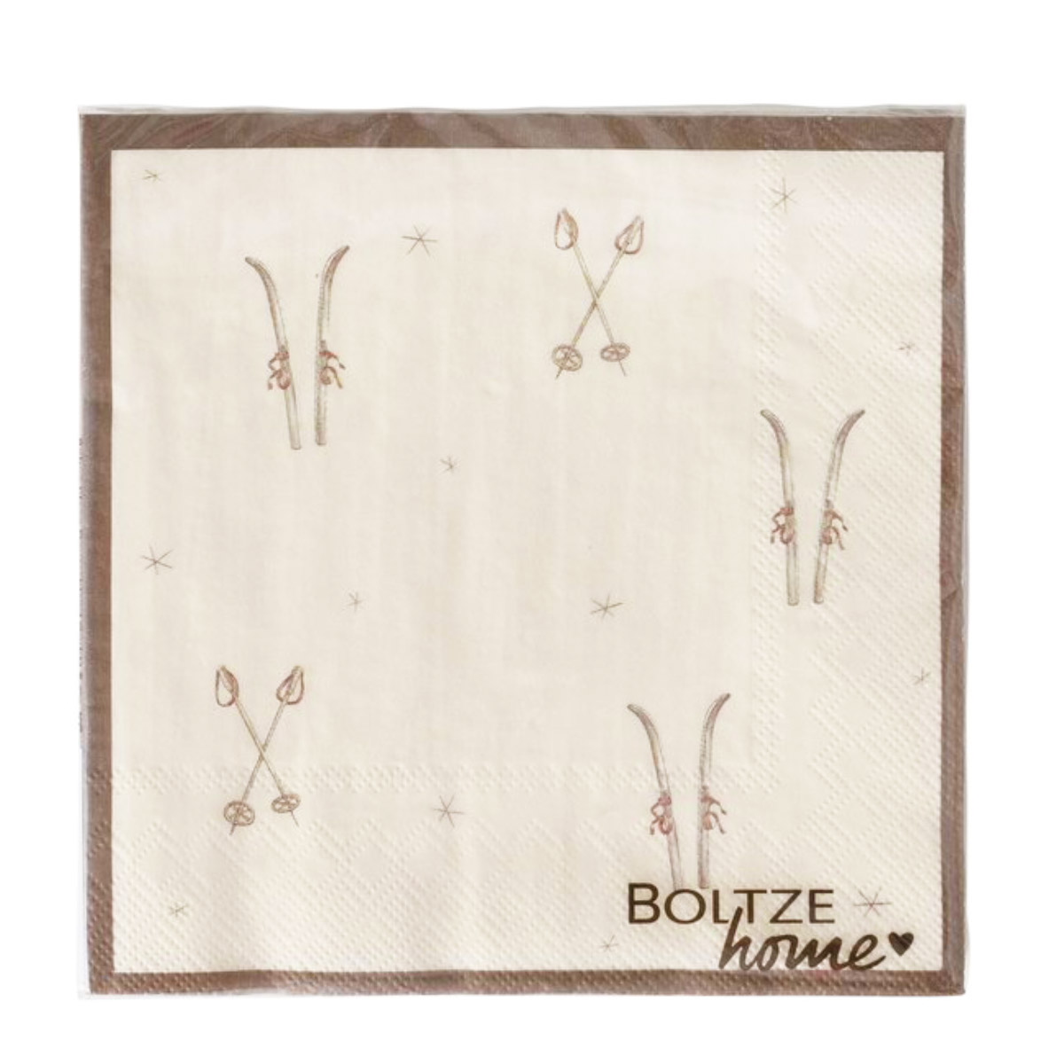 Papierservietten Mountains Ski und Stöcke, Serviette Winterski/stöcke, 33x33cm, 20St/Pack, Boltze Home Collections 