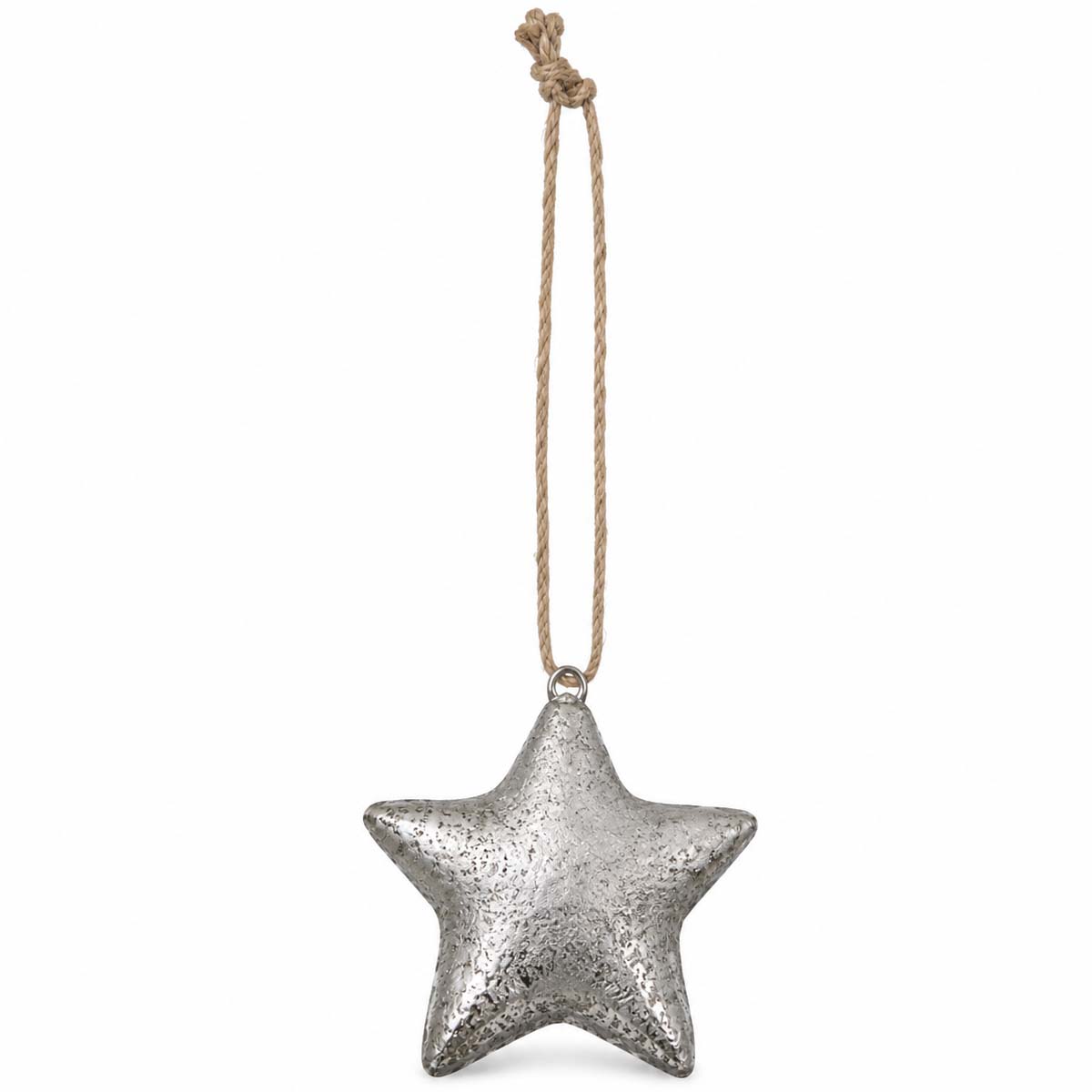 Deko Weihnachtsstern silber, rustikaler Glasstern mit markanter Oberfläche