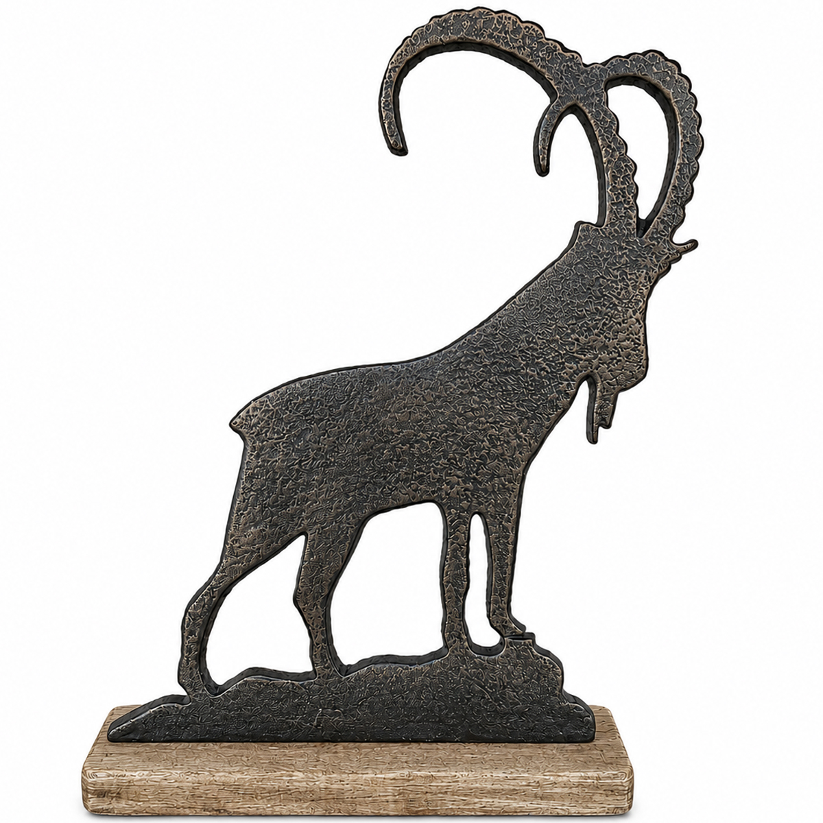 Dekofigur Steinbock, Steinbock aus Eisen, 34cm, Aufsteller