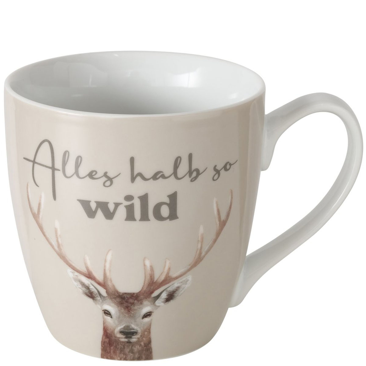 Jumbobecher Wild Hirsch, Alles halb so wild, 480ml, Porzellan, Boltze Home Collections
