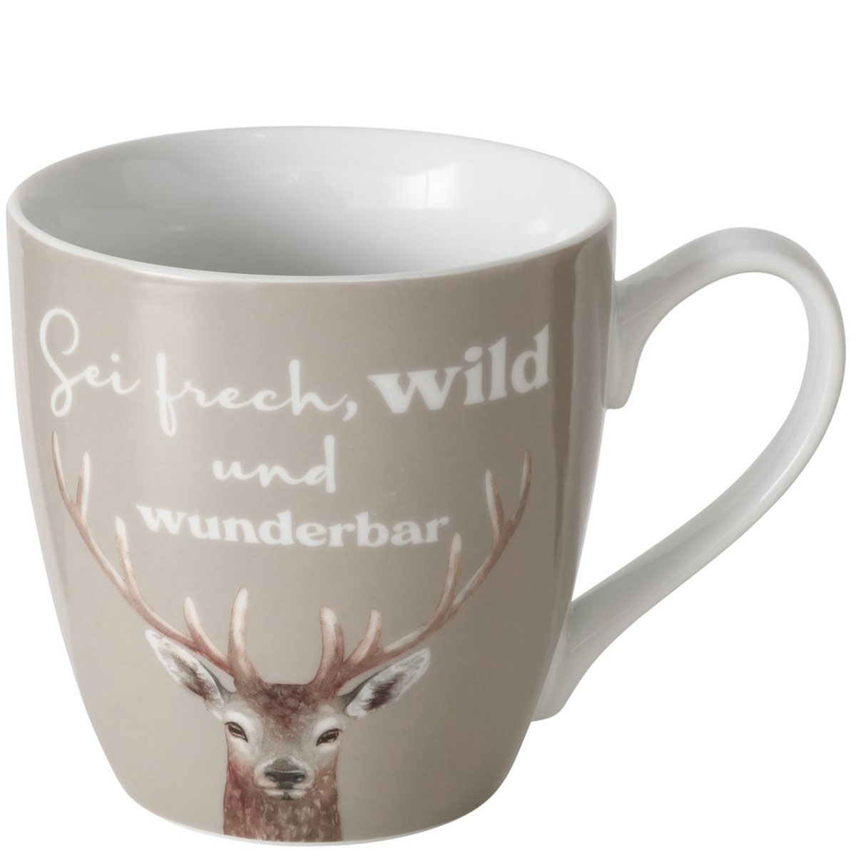 Jumbobecher Wild Hirsch, Sei frech..., 480ml, Porzellan, Boltze Home Collections