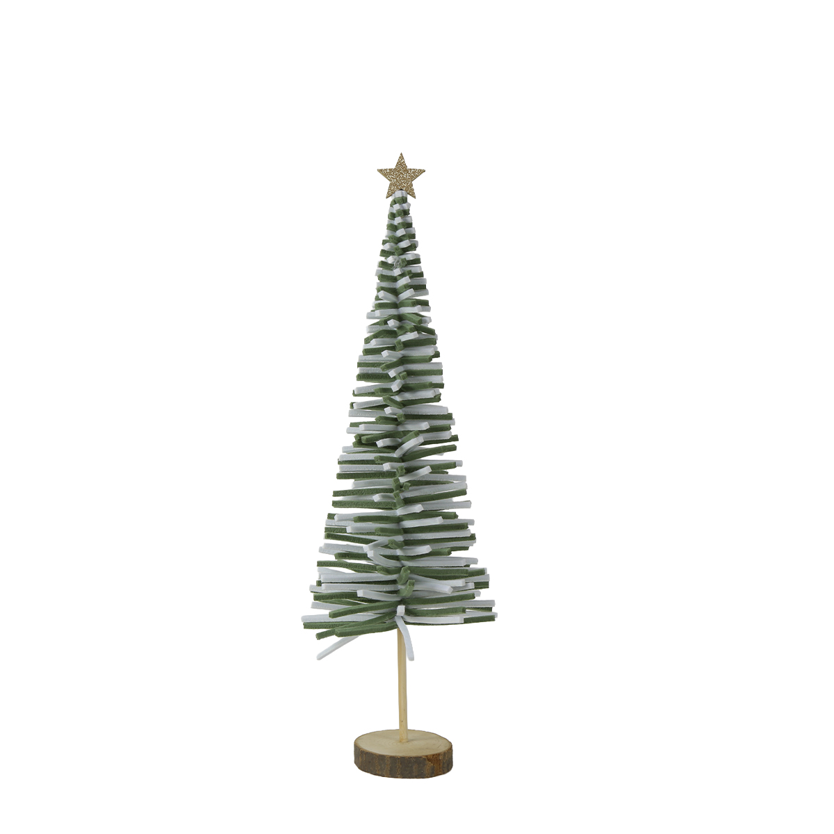 Deko Tannenbaum mit Goldstern, Filzbaum 2-farbig auf Holzfuß, 56cm