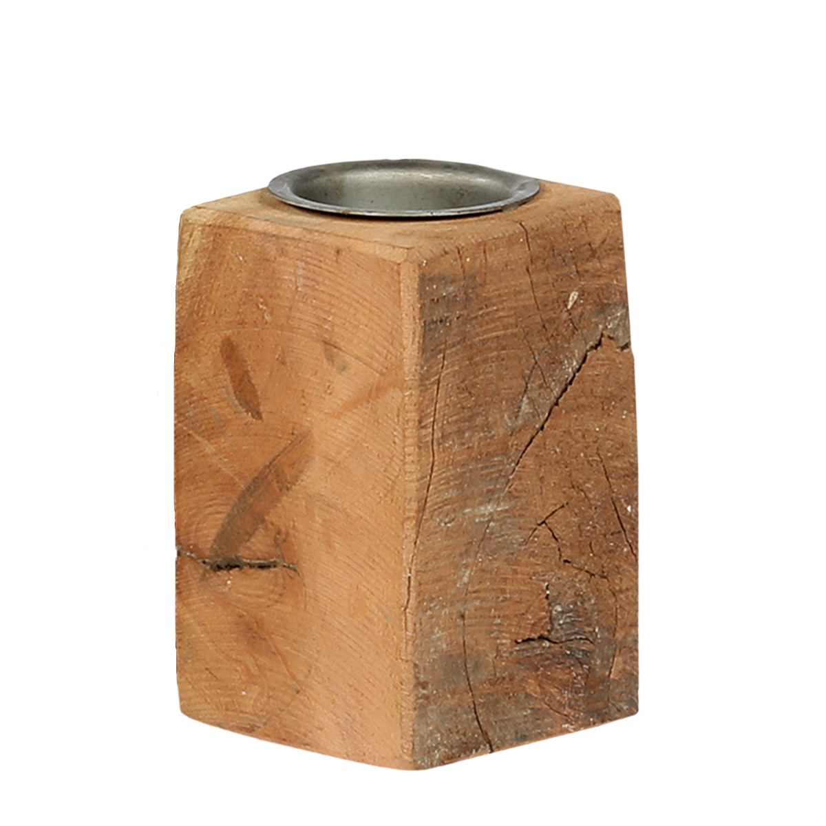 Kerzenständer Altholz, kleine rustikale Holzsäule für Teelichte oder Stumpenkerzen, 10cm, WMG Grünberger