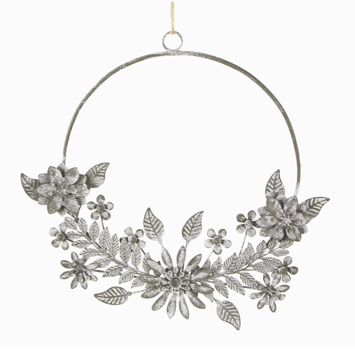 Deko Kranz Blumen shabby chic, filigraner Blumenkranz aus Zink, Türkranz, Ø20cm, Hänger