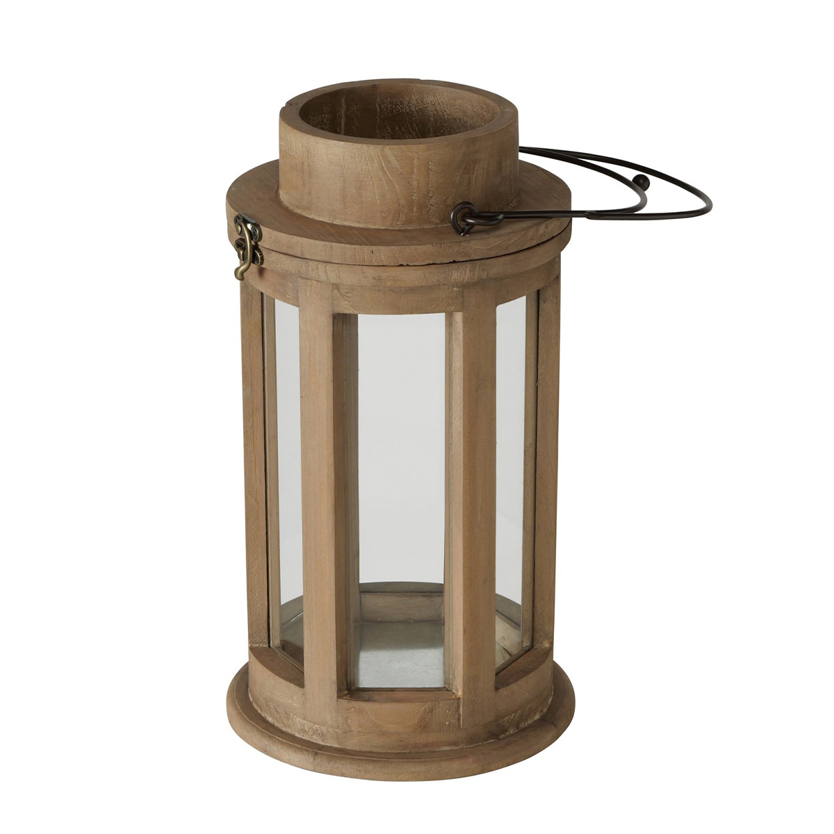 Holzlaterne Manea rund natur, rustikale Windlicht, 34cm, Boltze Home Collections