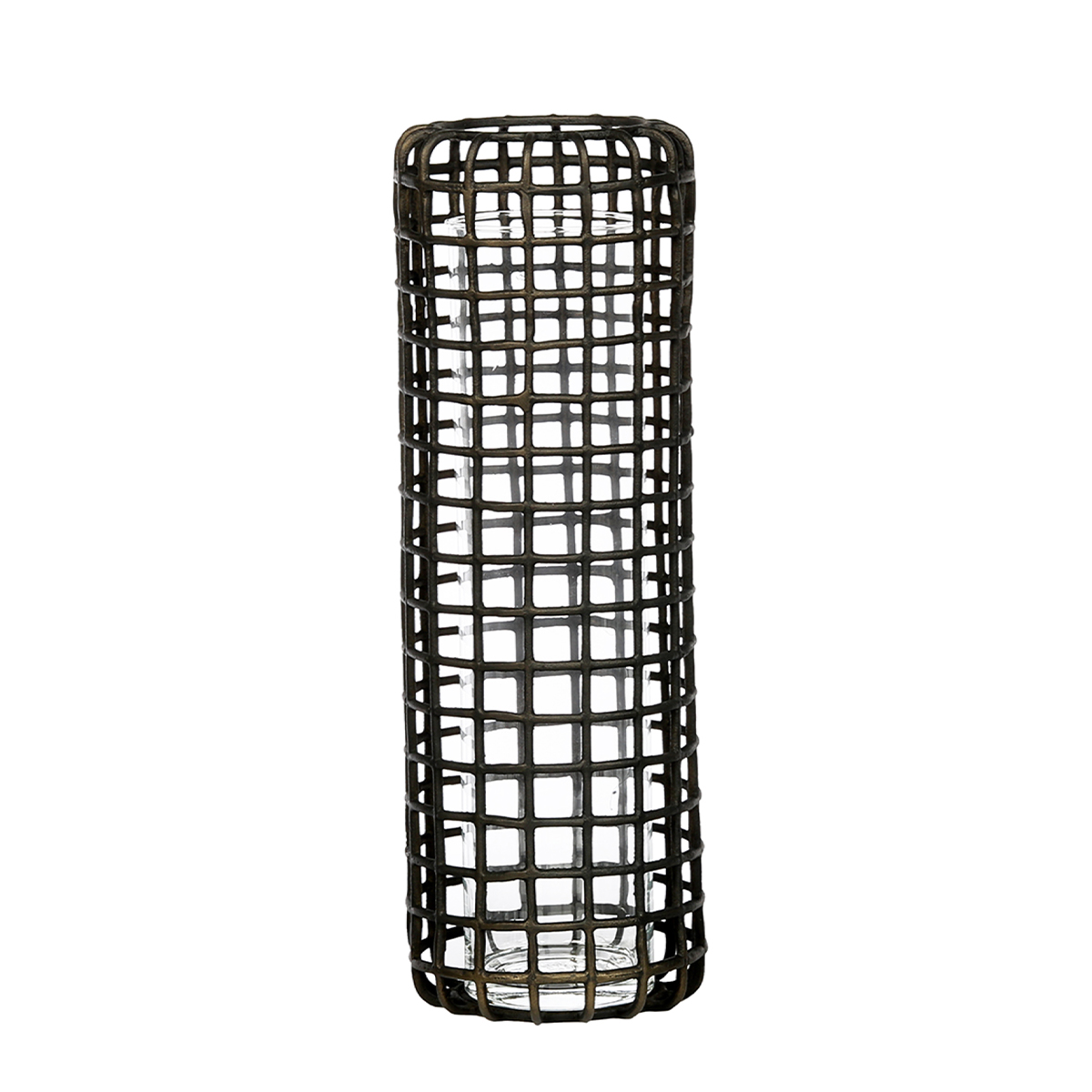 Metallvase Gitteroptik Zenon, Blumenvase antik look bronze, 45cm, WMG Grünberger