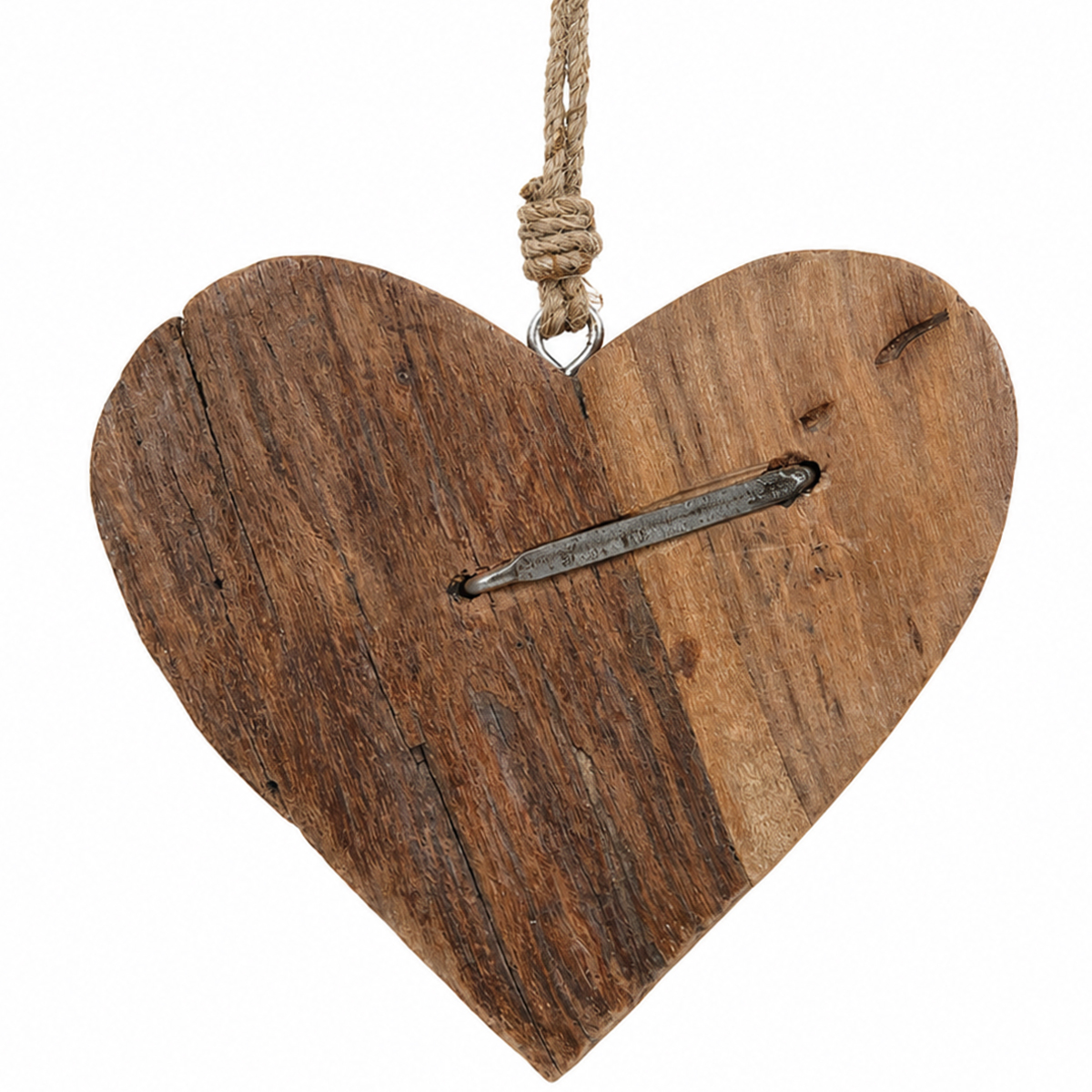 Deko Holzherz Natur, rustikales Herz mit Hufnagel, 12cm, Hänger