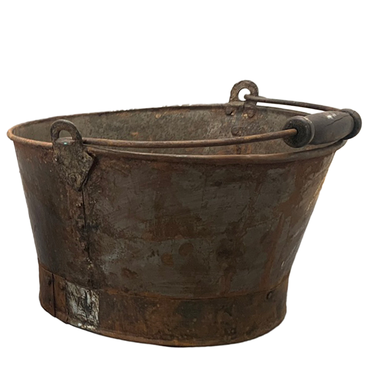 Deko Eimer Antik, Eiseneimer used look mit Henkel, 34x22cm, Metall