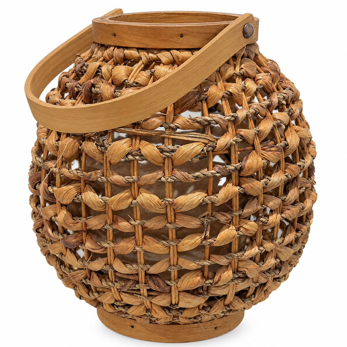 Deko Laterne aus geflochtenem Bast, 35cm