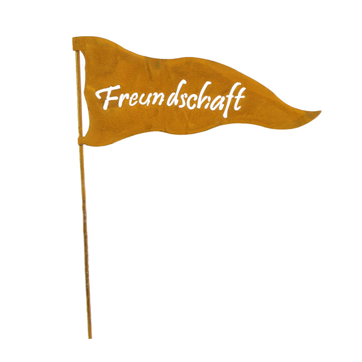 20394FREUNDSCHAFT_01J82VA3DEK3BMPJ4S9V85VRWARhIq6A0r4oQKG Deko Fahne, Rostfahne, Wimpel mit Schriftzug Freundschaft, 10x26cm, Edelrost