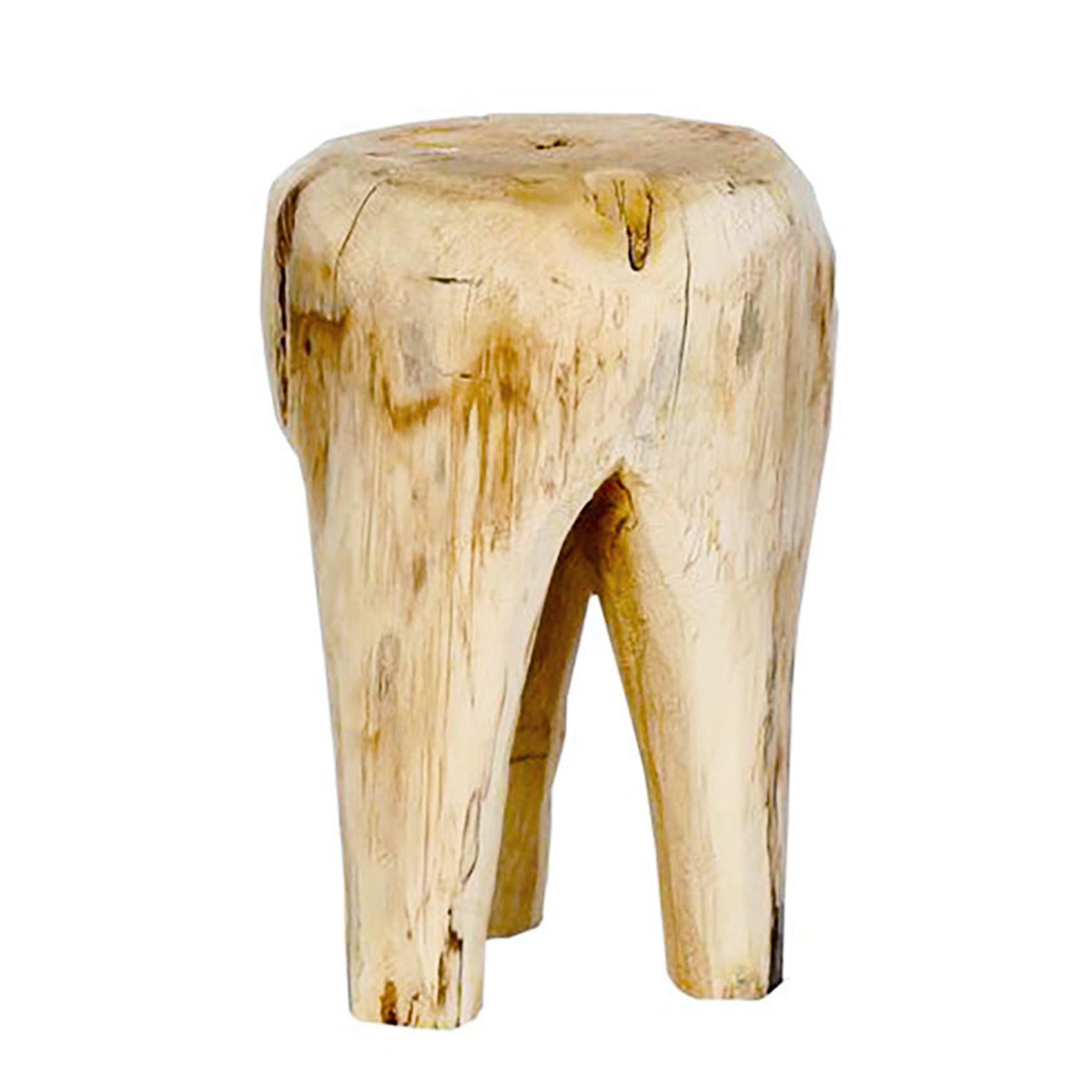 Hocker Naturholz, massiver Holzhocker Natur, 3-beinig, 45x30cm, WMG Grünberger