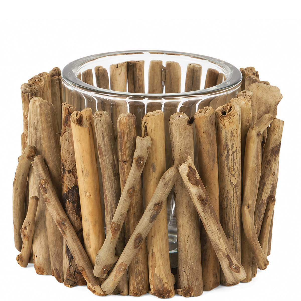 Holz Windlicht Driftholz, Windlicht aus Schwemmholz, 14cm, WMG Grünberger