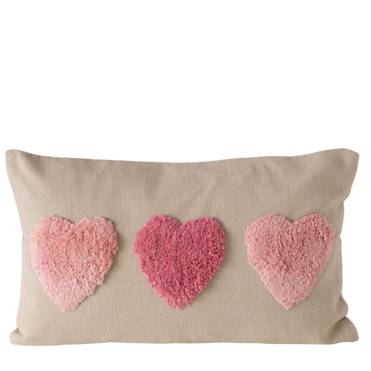 Deko Kissen Herzen Jane, Baumwollkissen rosa-beige, 50x30cm, Boltze Home Collections