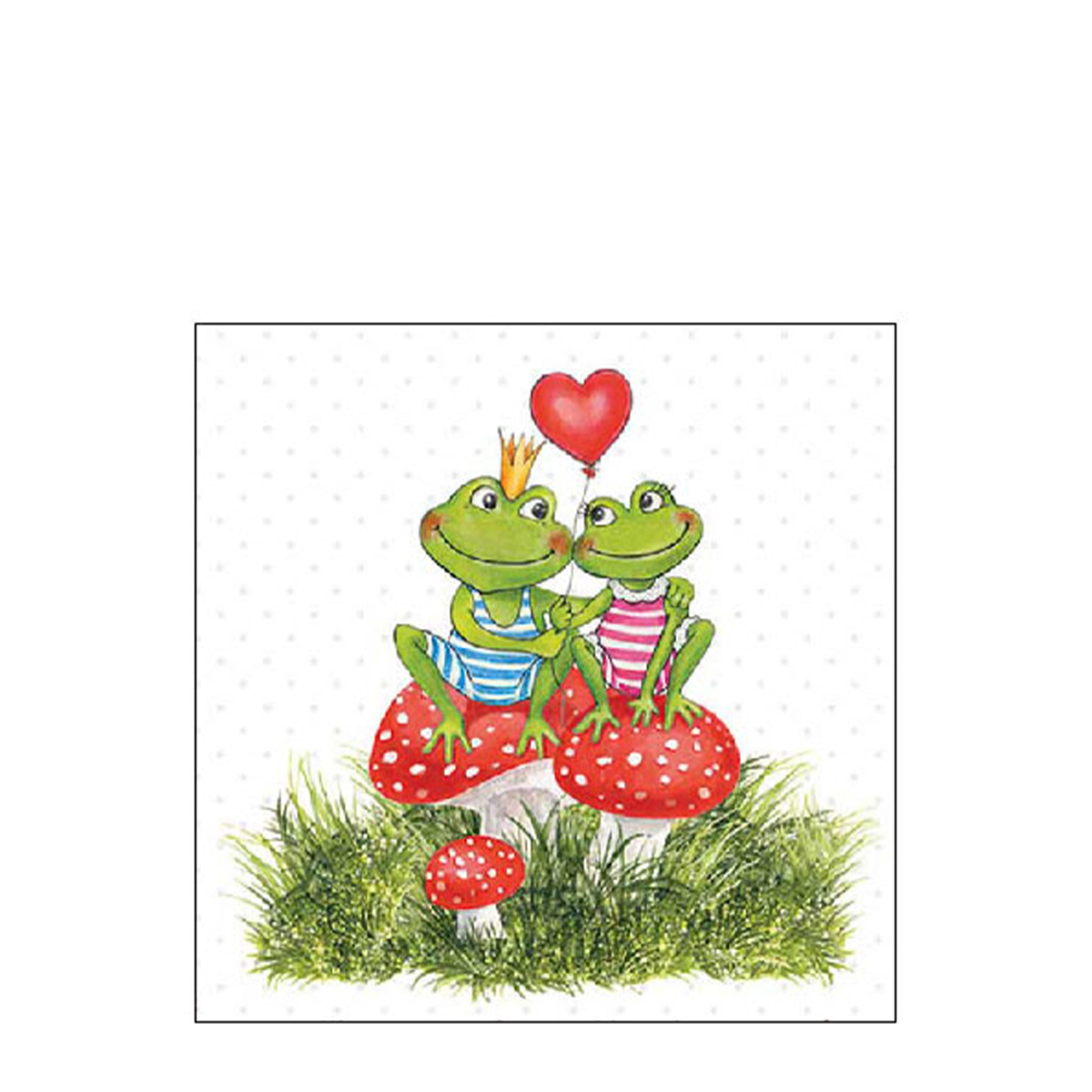 Ambiente Papierservietten verliebte Frösche auf Fliegenpilz, 25x25cm