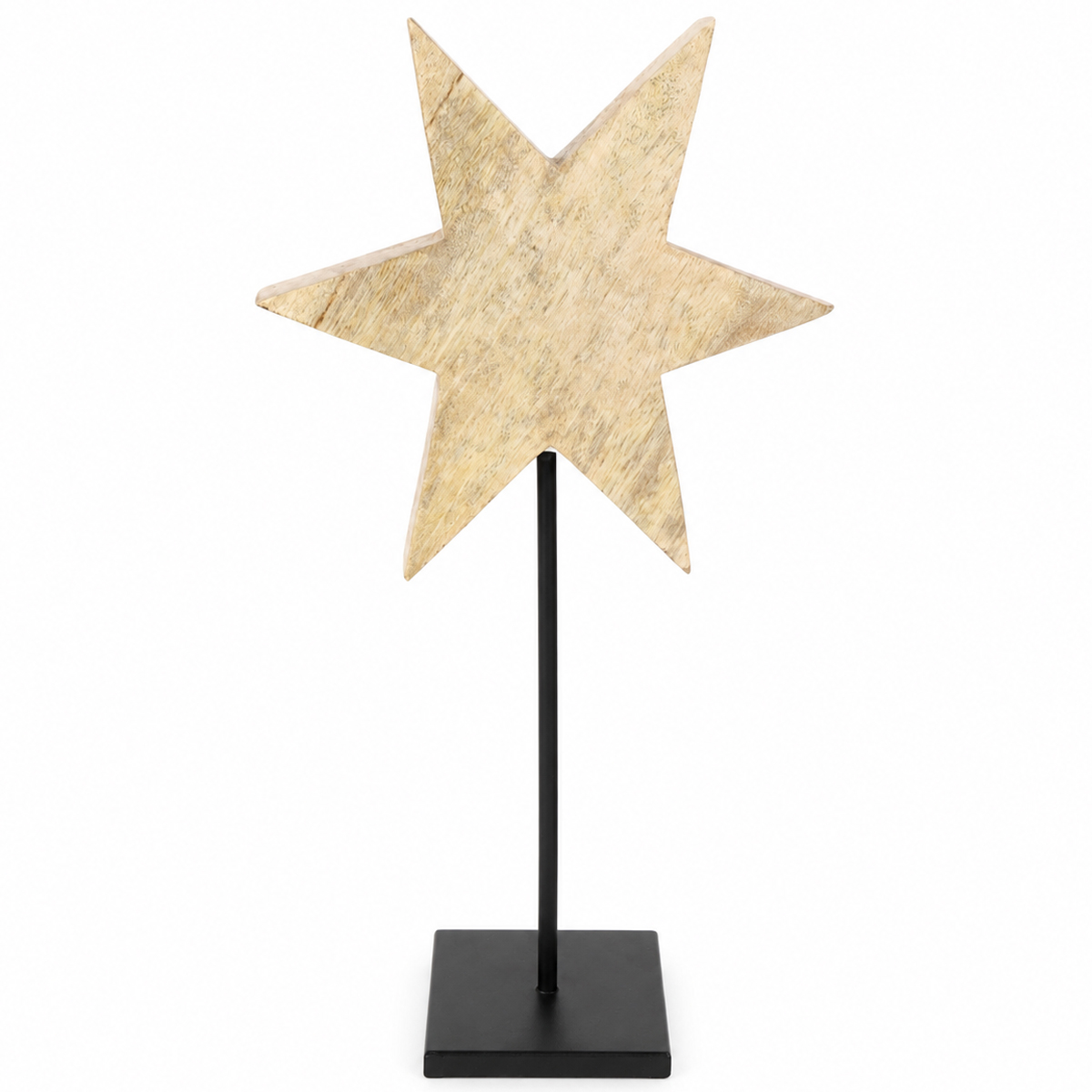 Deko Stern Naturholz, kantiger Holzstern Natur mit Maserung, 41cm