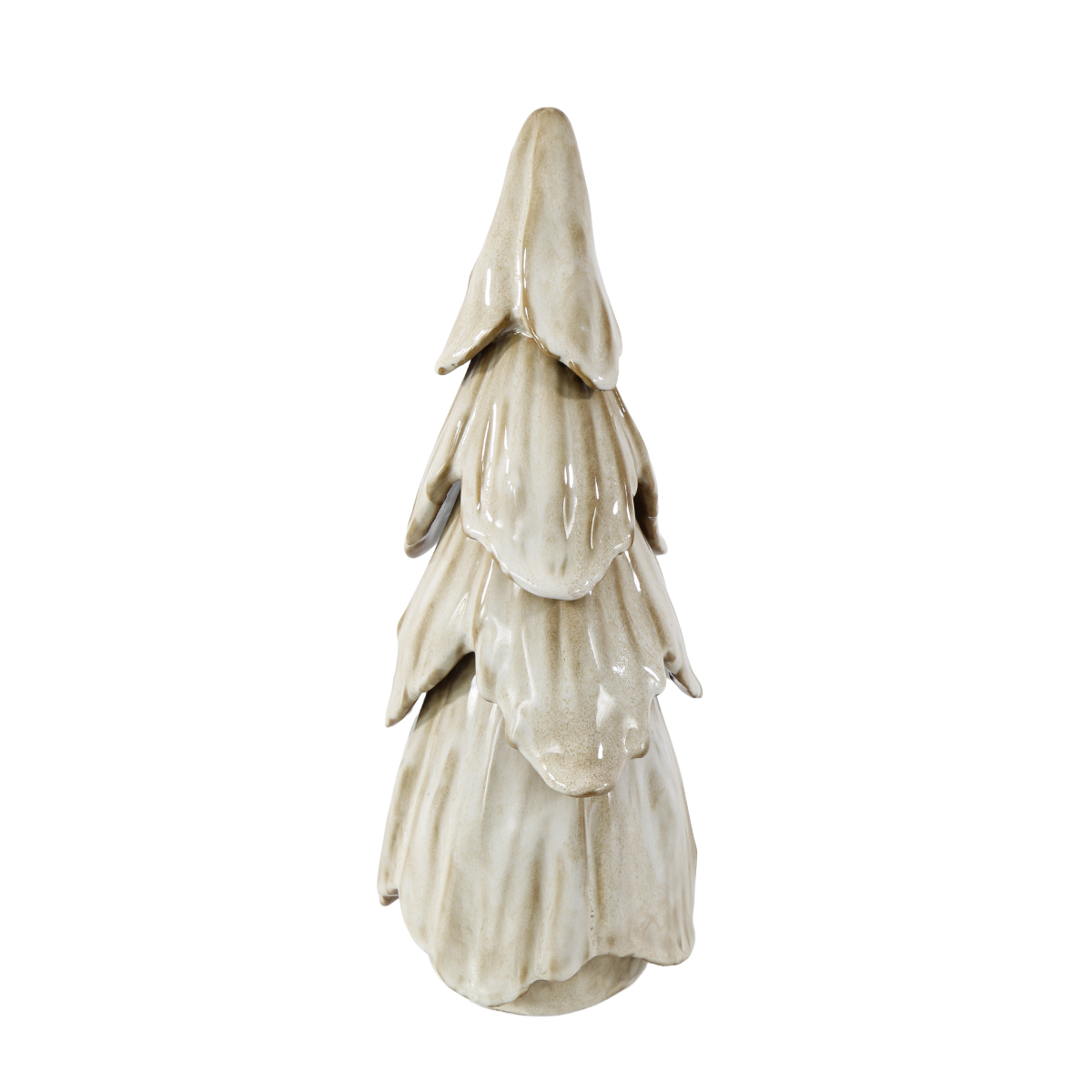 Deko Tannenbaum, schlichter Keramikbaum creme-braun, 38cm