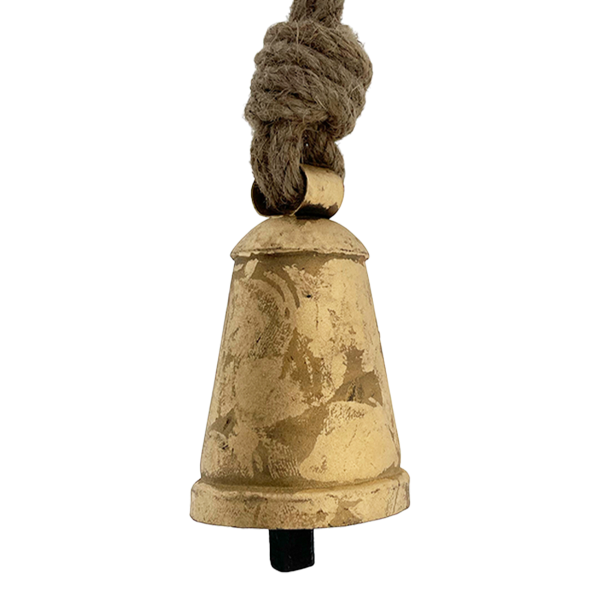 Deko Kuhglocke Eschenlohe Rustikal gold, Glocke mit Klang im Shabby Chic Look, gold-schwarz, 25cm, Metall