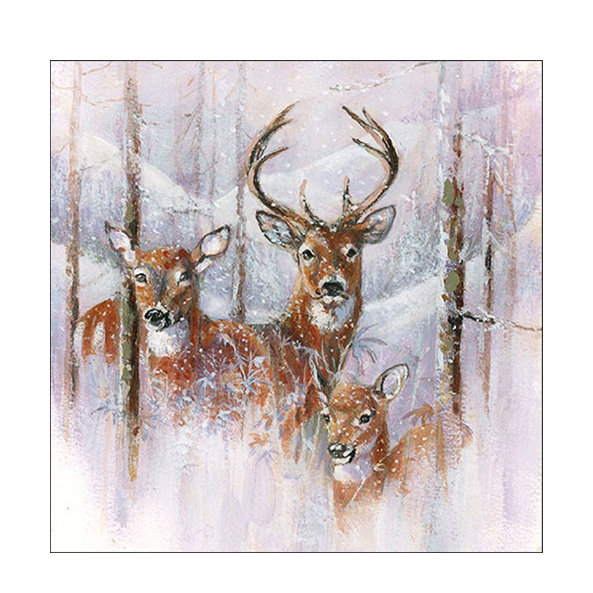 Ambiente Servietten, Hirsche im Winterwald, 33x33cm