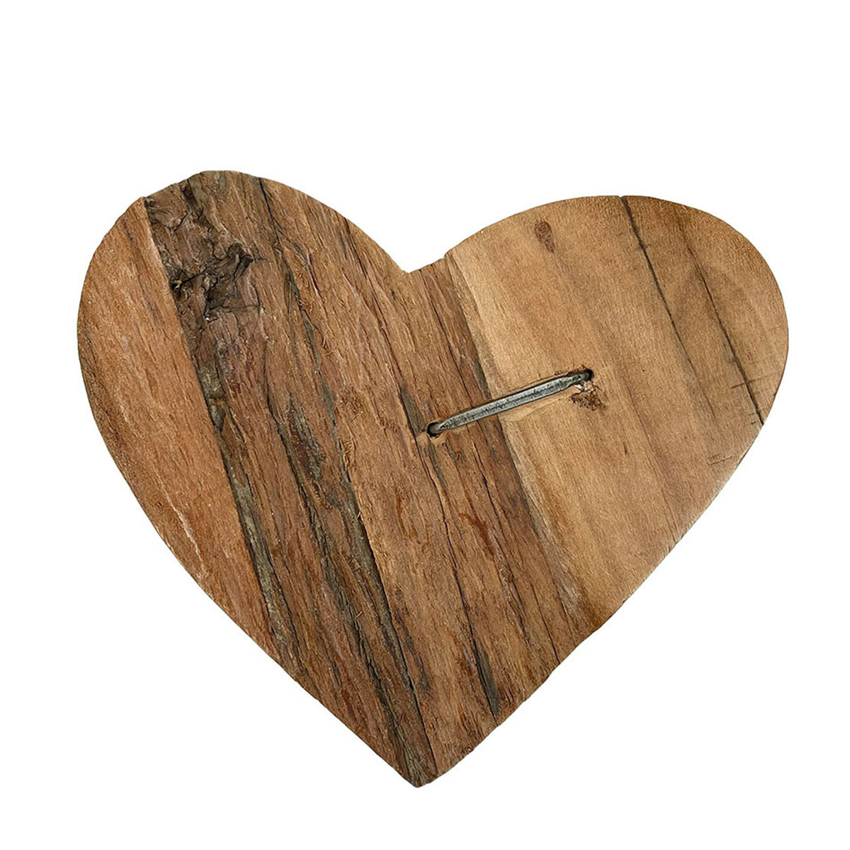 Deko Holzherz, rustikales Herz aus Naturholz mit Hufnagel, 20cm