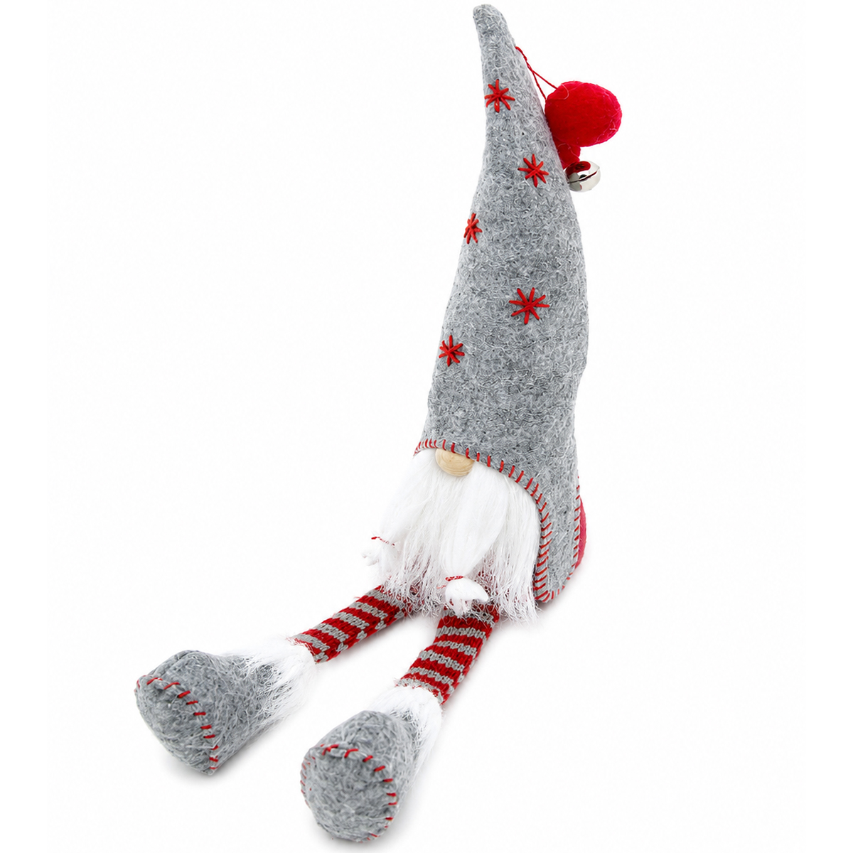 Deko Wichtel, Weihnachtswichtel mit Bammelbeine und grauer Filzmütze 